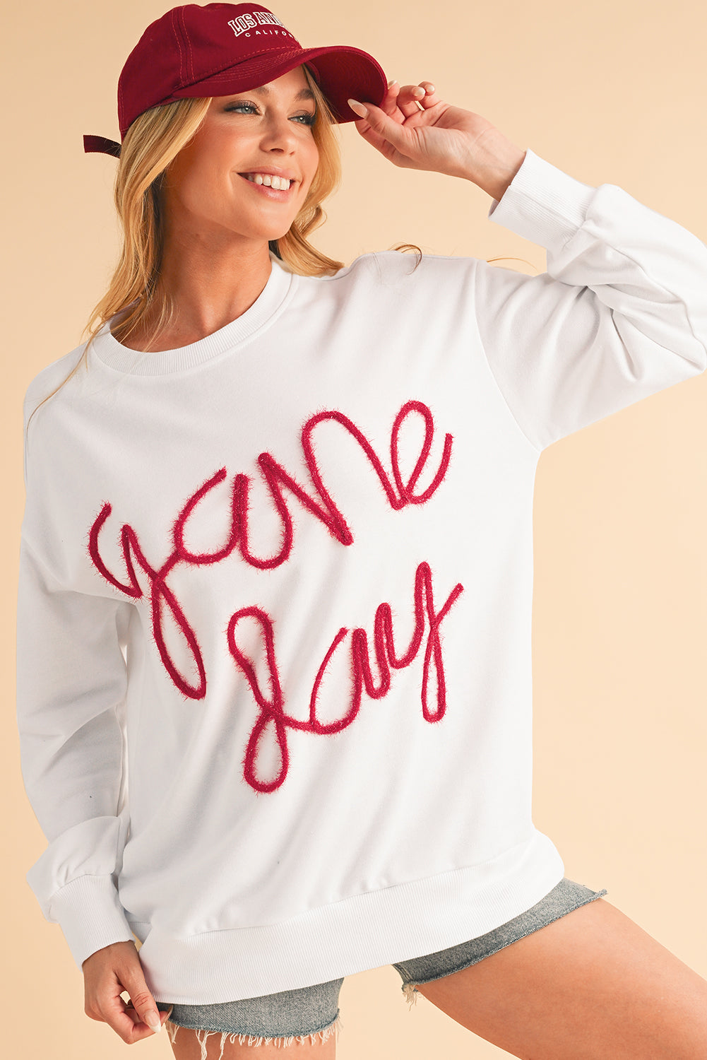 Black Tinsel Game Day Drop Shoulder Sweatshirt