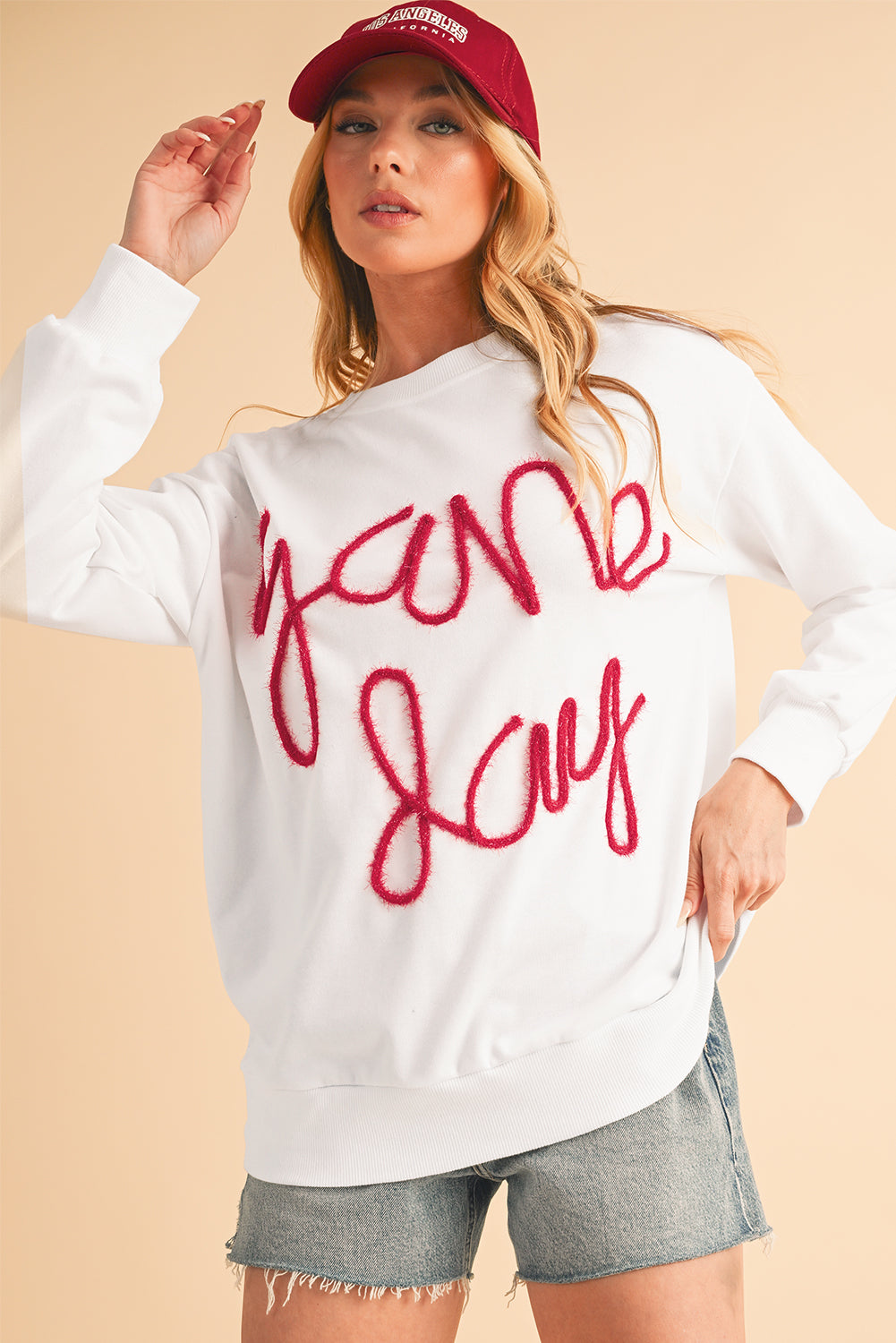 Black Tinsel Game Day Drop Shoulder Sweatshirt