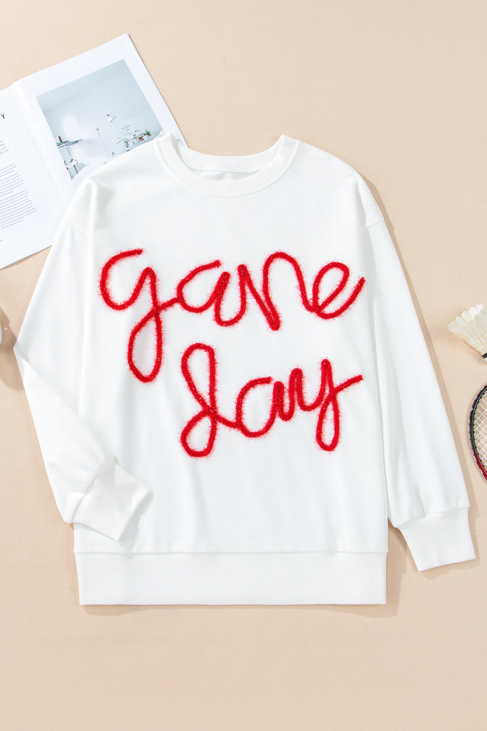 Black Tinsel Game Day Drop Shoulder Sweatshirt