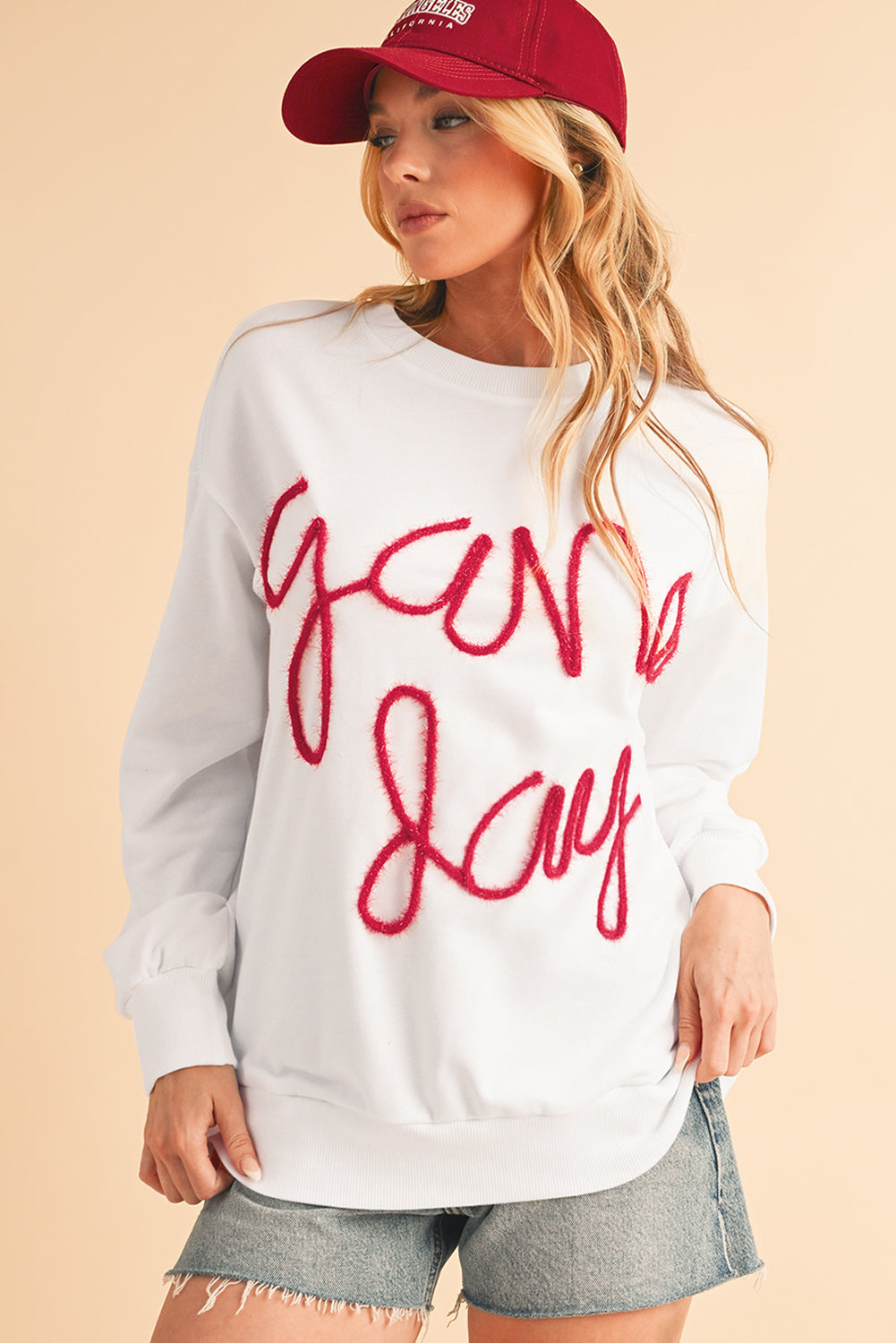 Black Tinsel Game Day Drop Shoulder Sweatshirt