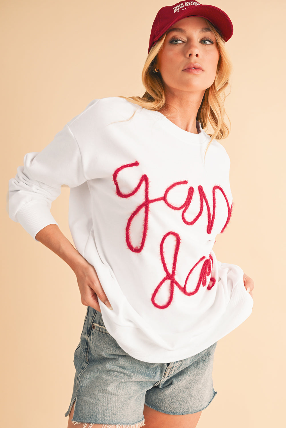 Black Tinsel Game Day Drop Shoulder Sweatshirt