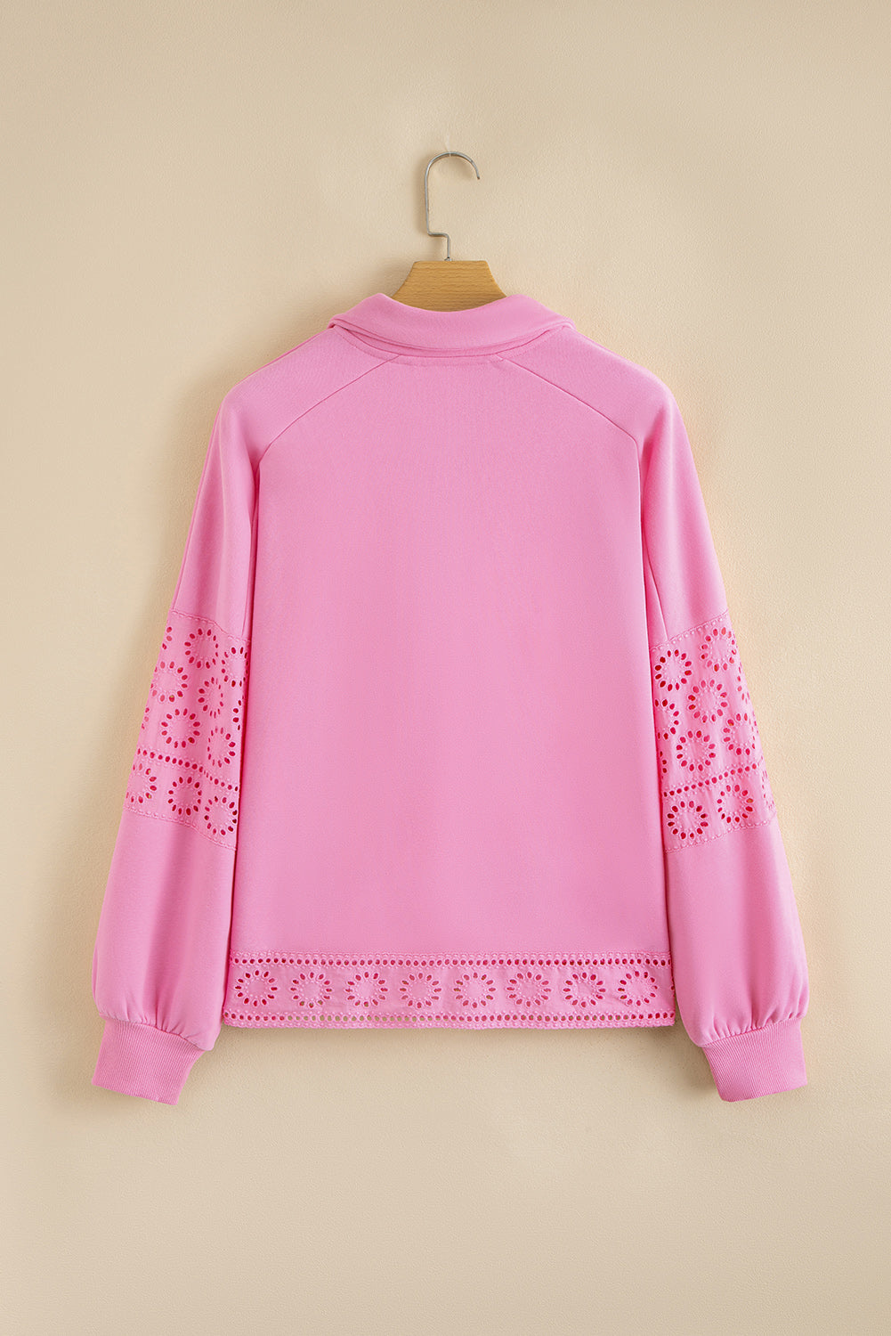 A Yellow Cream Embroidered Flower Patchwork Snap Buttons Pullover Sweatshirt