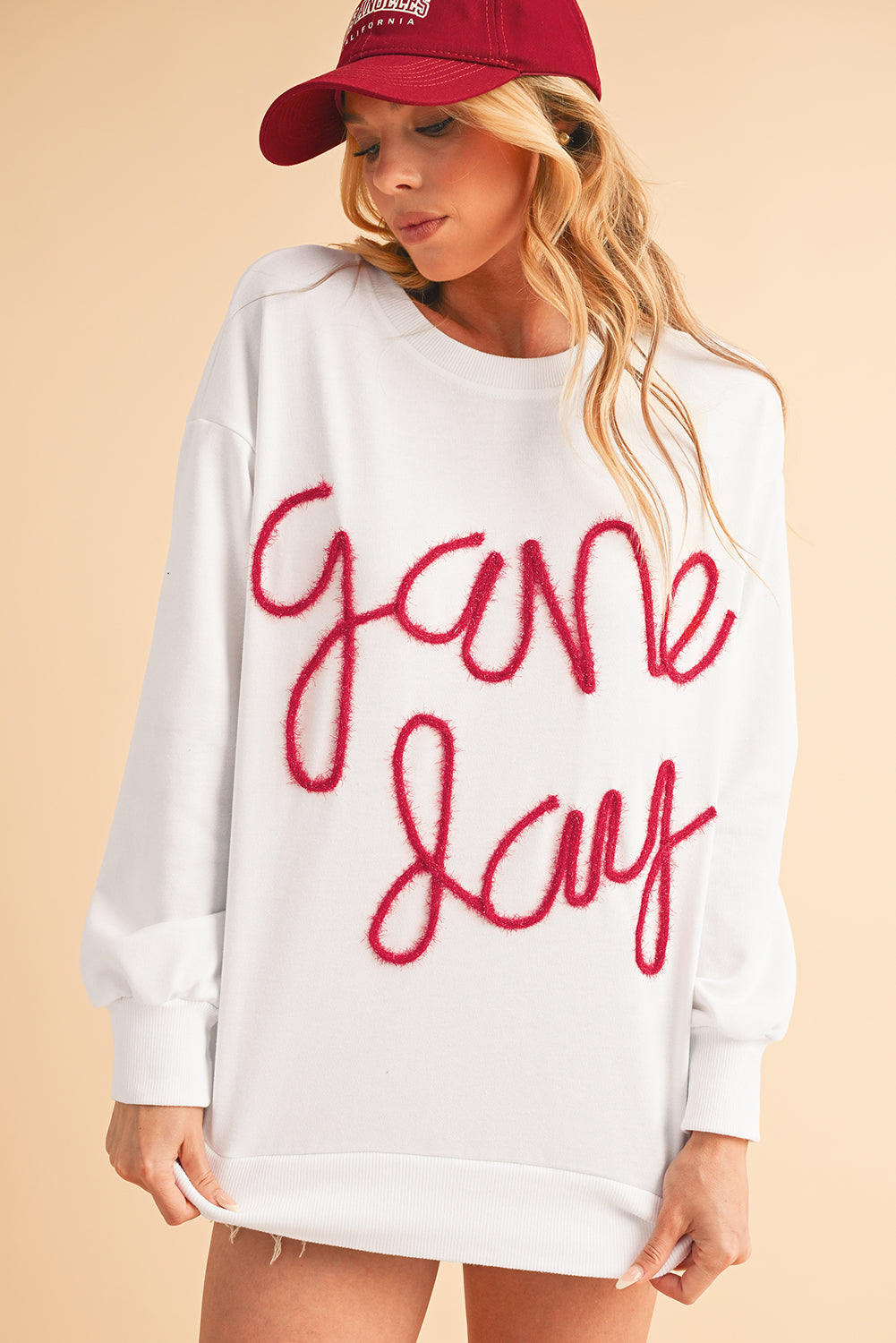 Black Tinsel Game Day Drop Shoulder Sweatshirt
