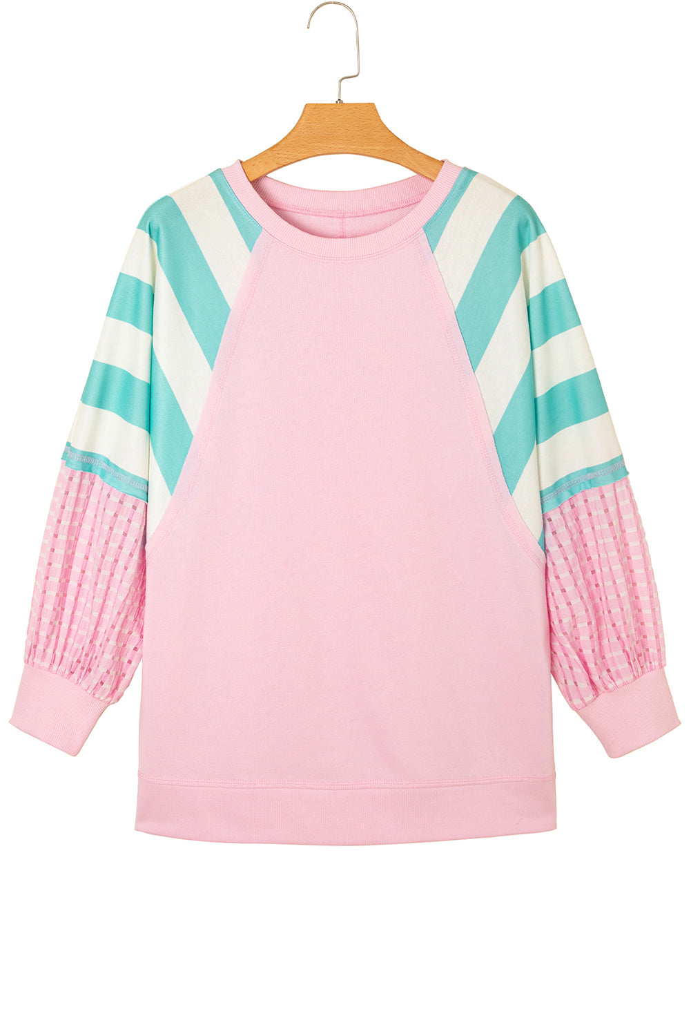 Bonbon Striped Colorblock Patchwork Raglan Sleeve Top