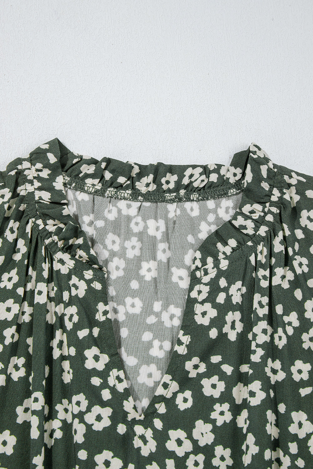 Green Boho Floral Print V Neck Knot Waist Sleeveless Dress