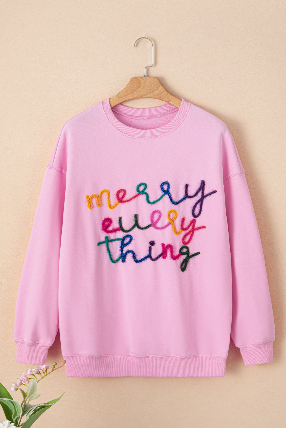 Merry Every Thing Glitter Letter Christmas Sweatshirt