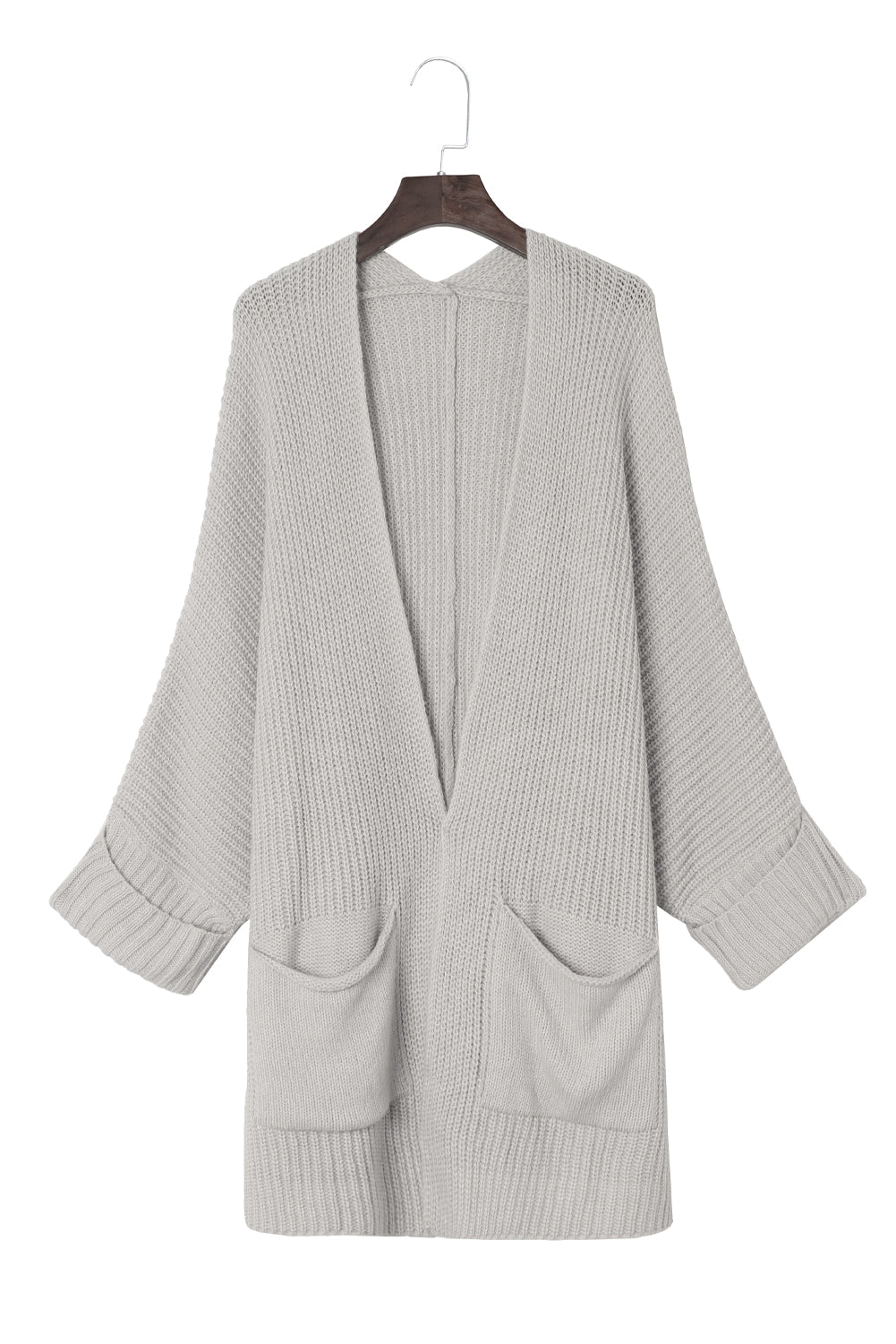 Pink Batwing Sleeve Pocket Oversized Cable Knit Cardigan