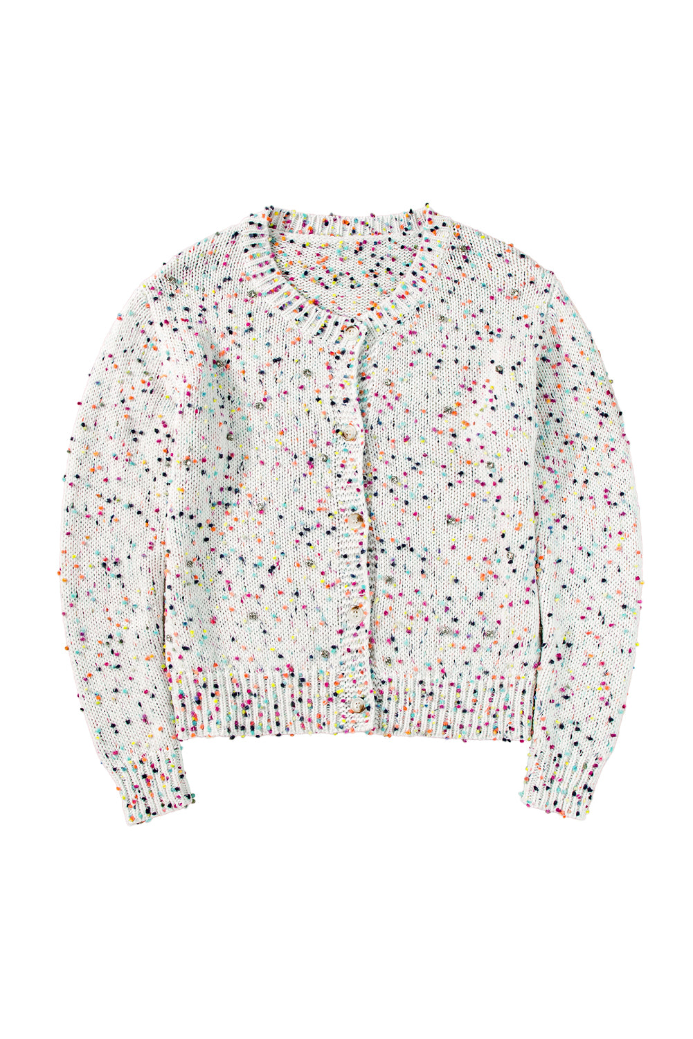 White Confetti Knit Cropped Cardigan