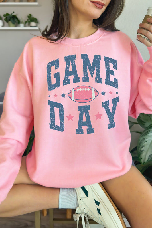 Pink Football GAME DAY Graphic Drop Shoulder Sweatshirt