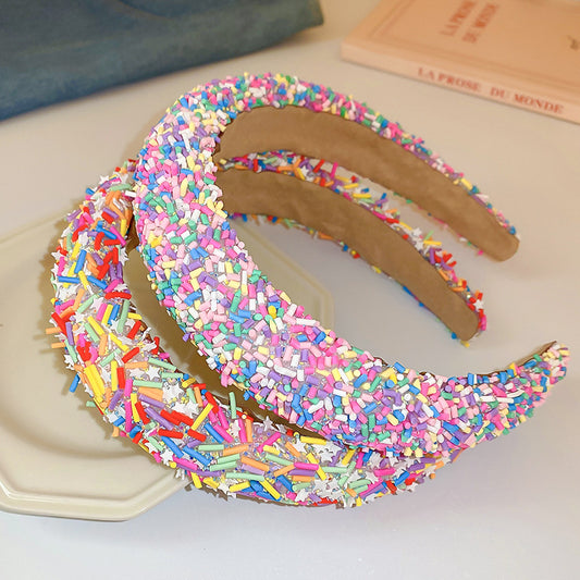 Colorful Sprinkles Acrylic Contrast Wide Headband