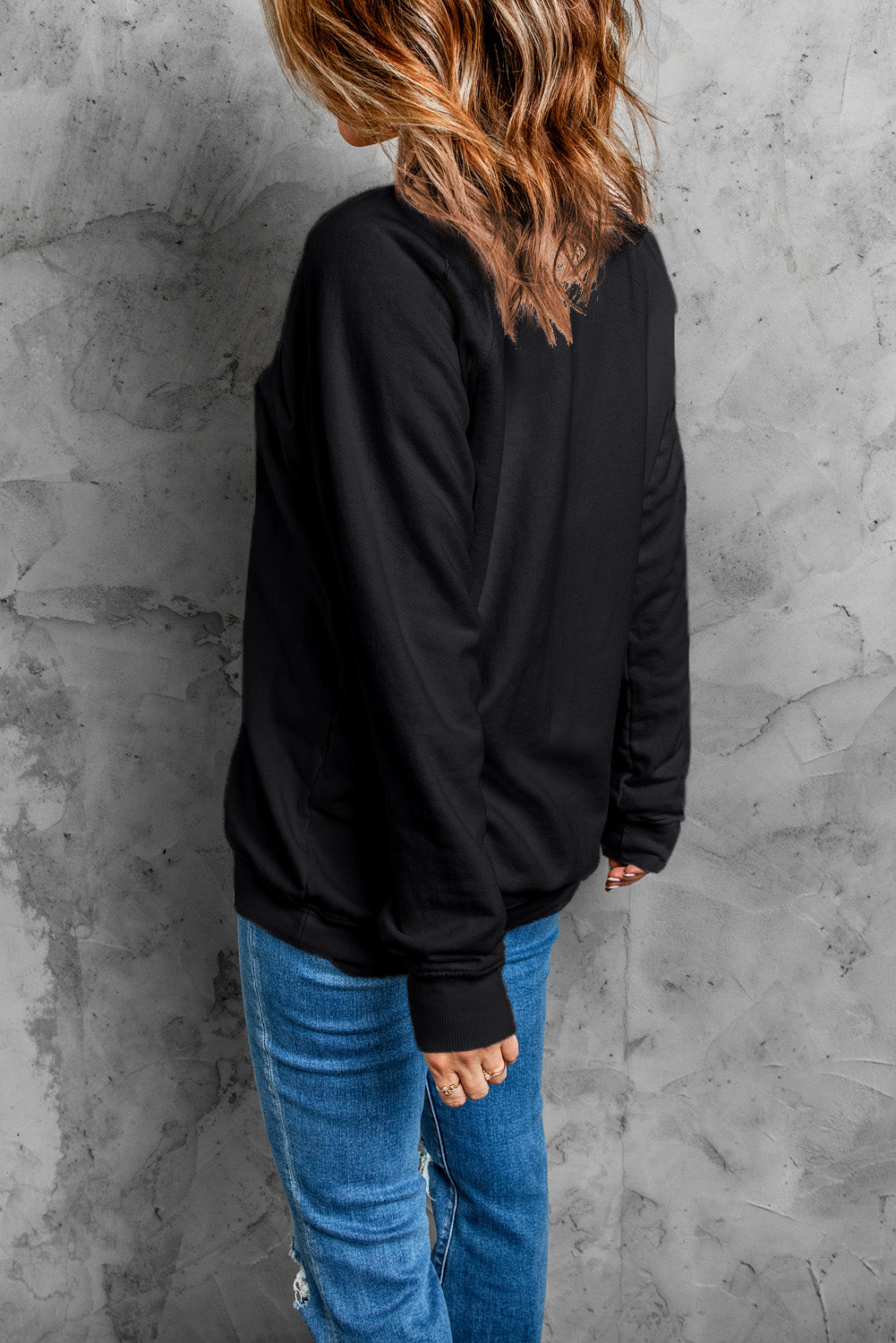 Black Spooky Halloween Graphic Baggy Sweatshirt