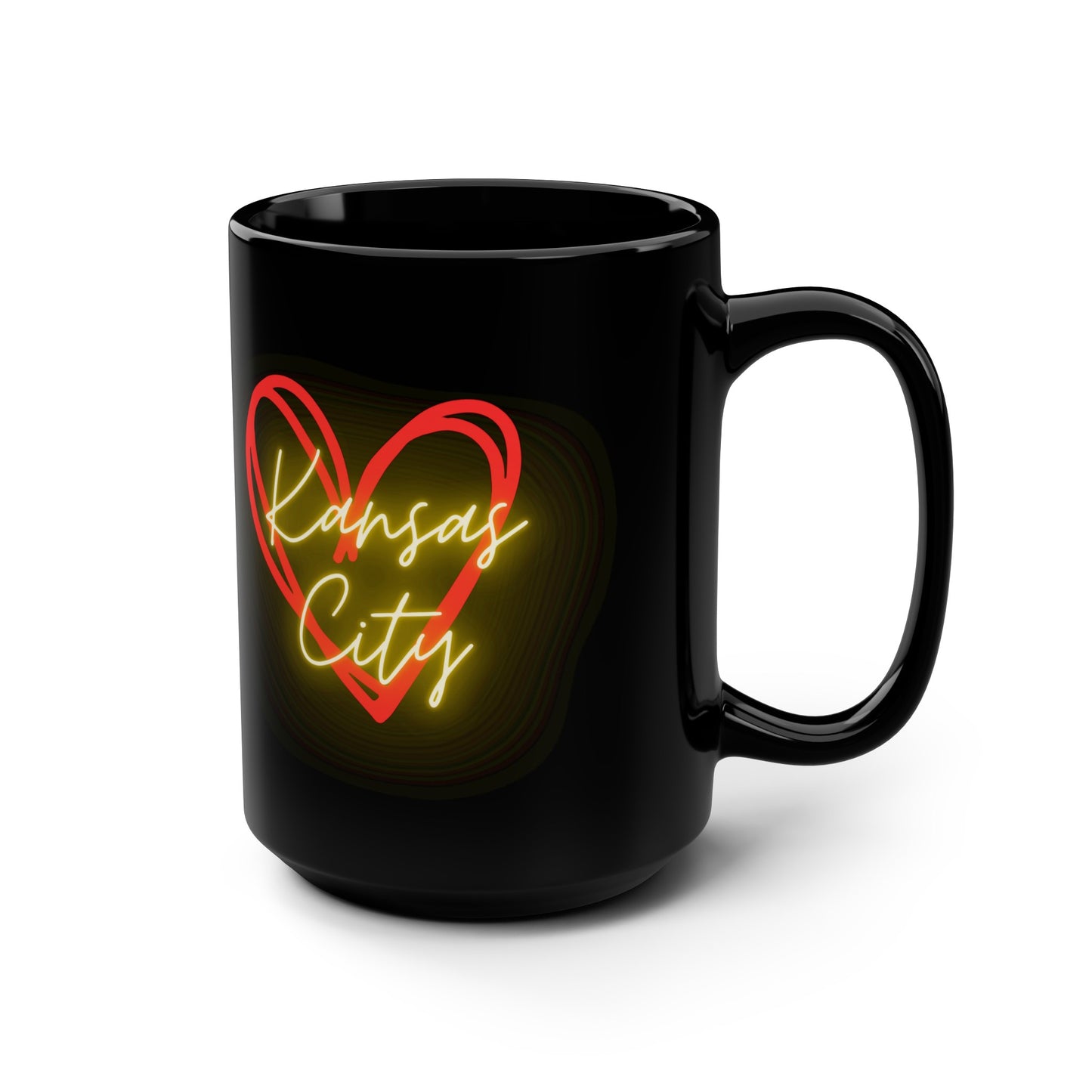 Kansas City Hearts Black Mug, 15oz