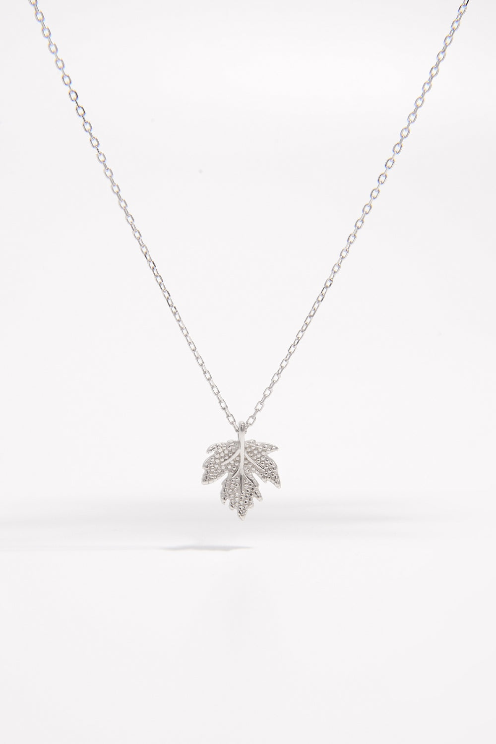 Sterling Silver Zircon Maple Leaf Necklace