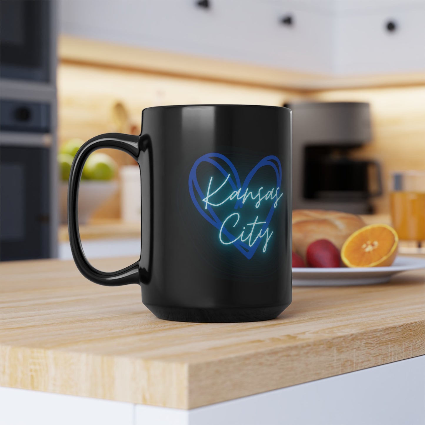 Kansas City Hearts Black Mug, 15oz