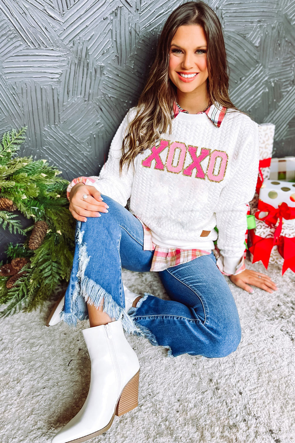 A Merry and Bright Quilted Multi Colored Sweatshirt