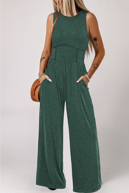 Sleeveless High Waist Wide Leg Jumpsuit