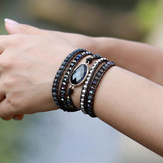 Black Agate Beaded Bracelet