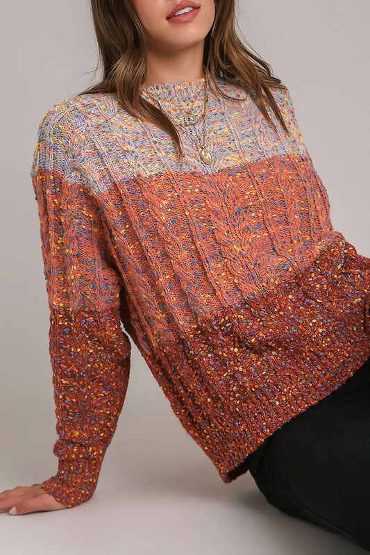 Multicolor Fall Colorblock Confetti Knit Sweater