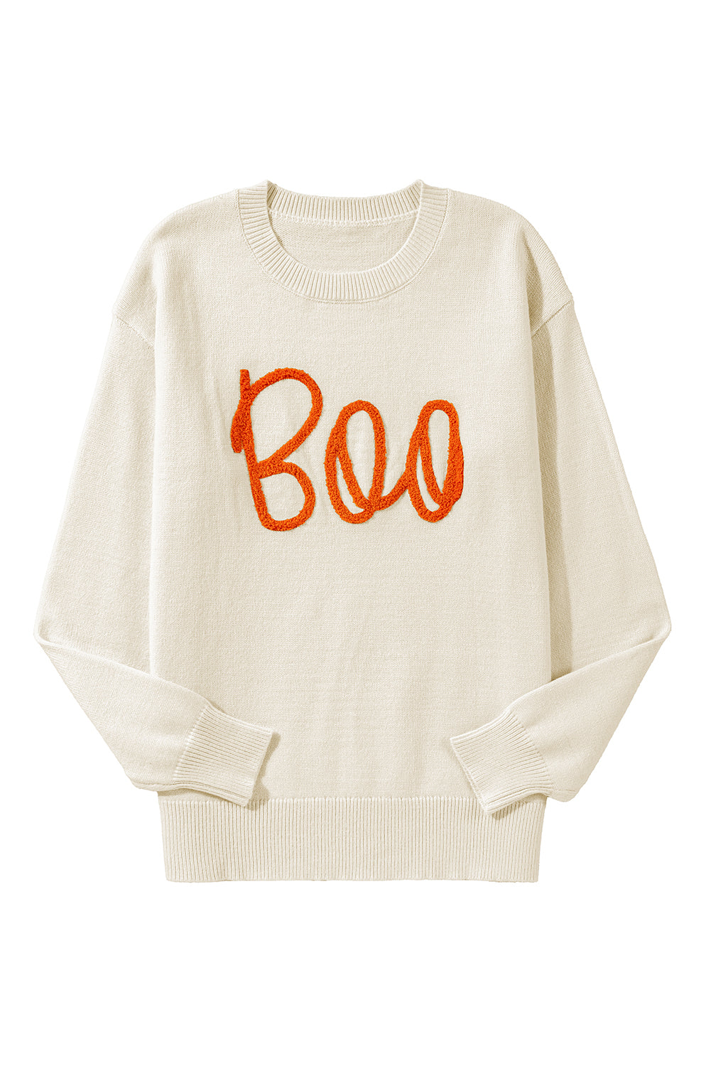 Apricot Halloween Boo Drop Shoulder Knit Sweater