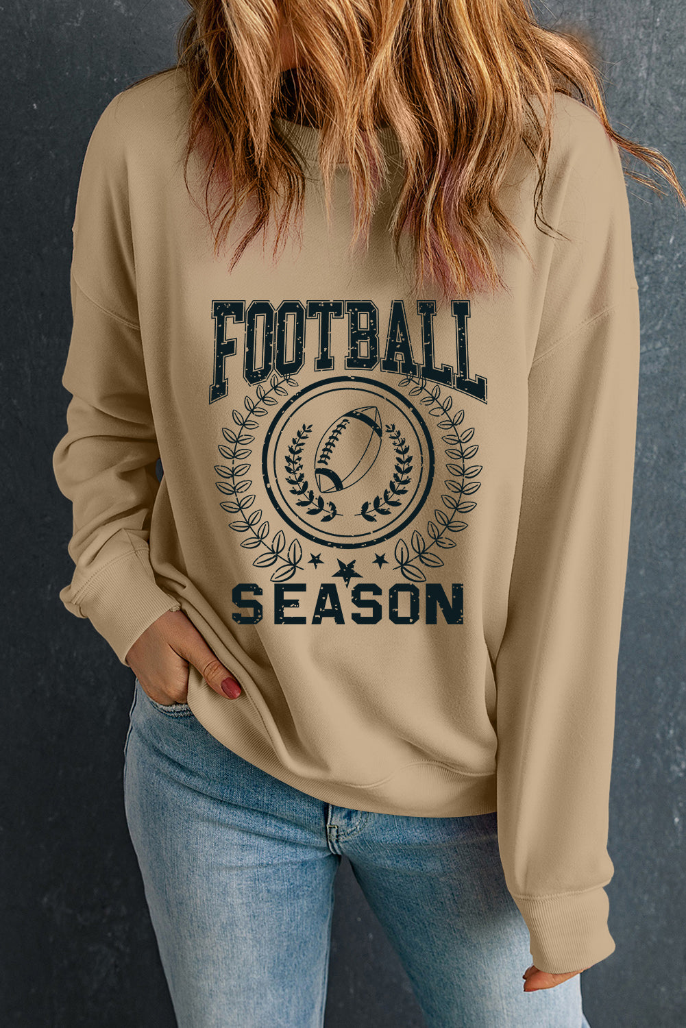 Khaki Game Day FOOTBALL SEASON Graphic Sweatshirt