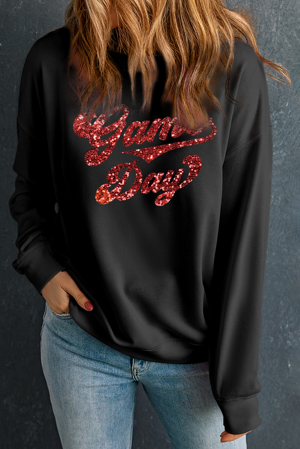 Black Game Day Graphic Pullover Sweatshirt