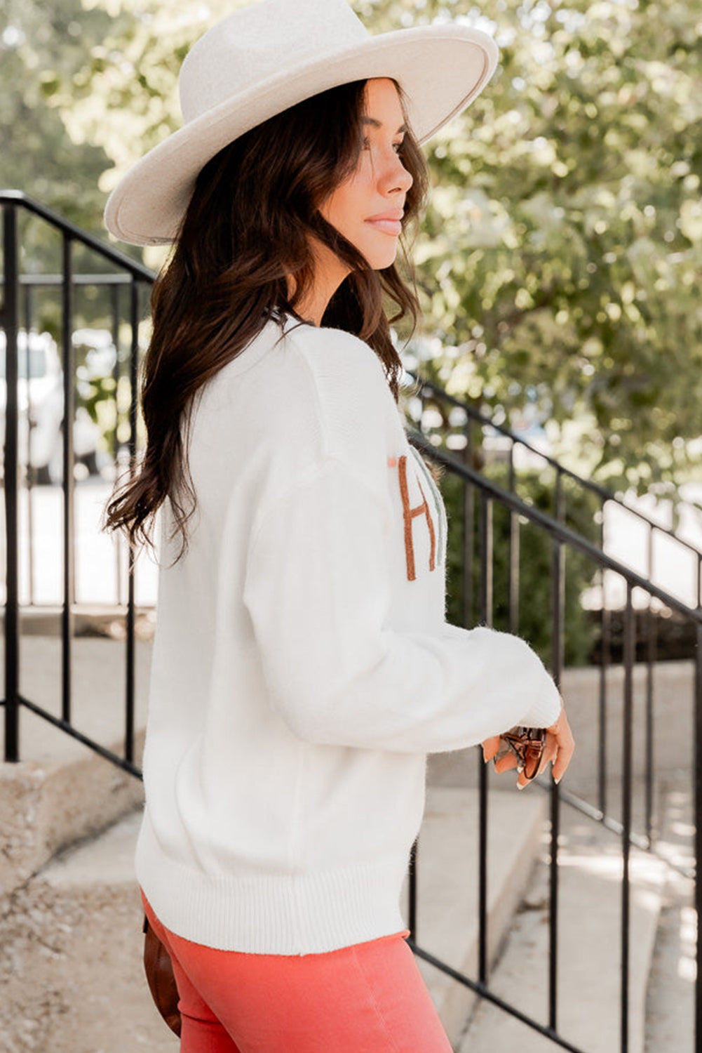 White Thankful Ivory Embroidered Sweater