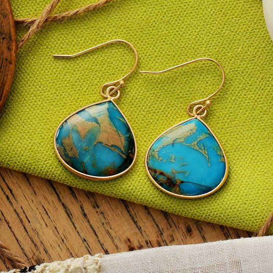 Gold-Plated Natural Stone Earrings 18K