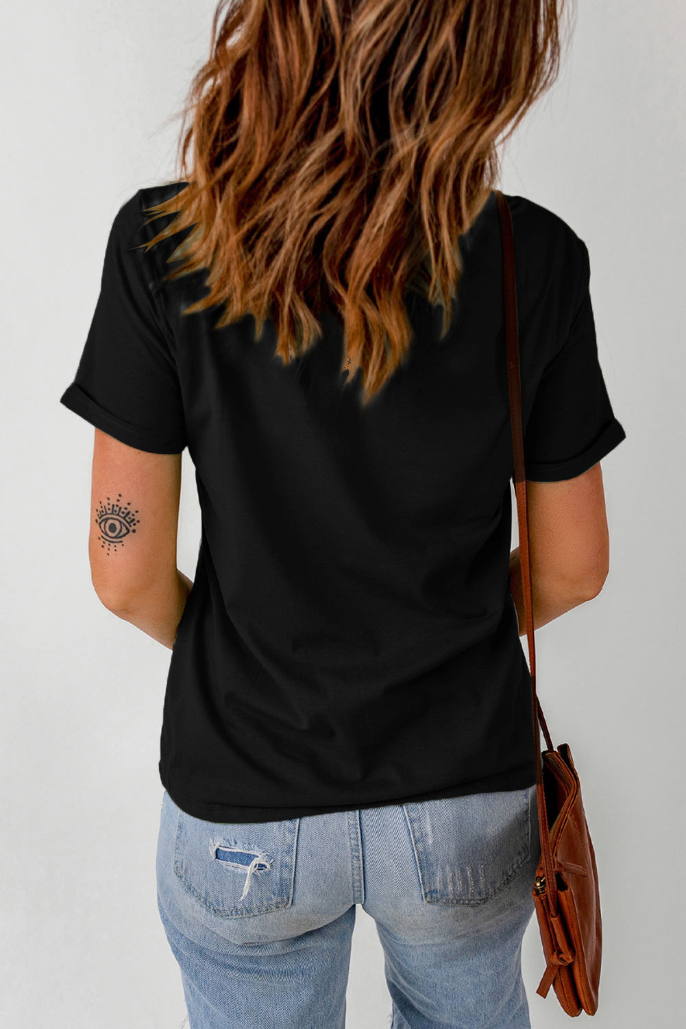 Black Resting Witch Face Casual Letter Print Graphic Tee