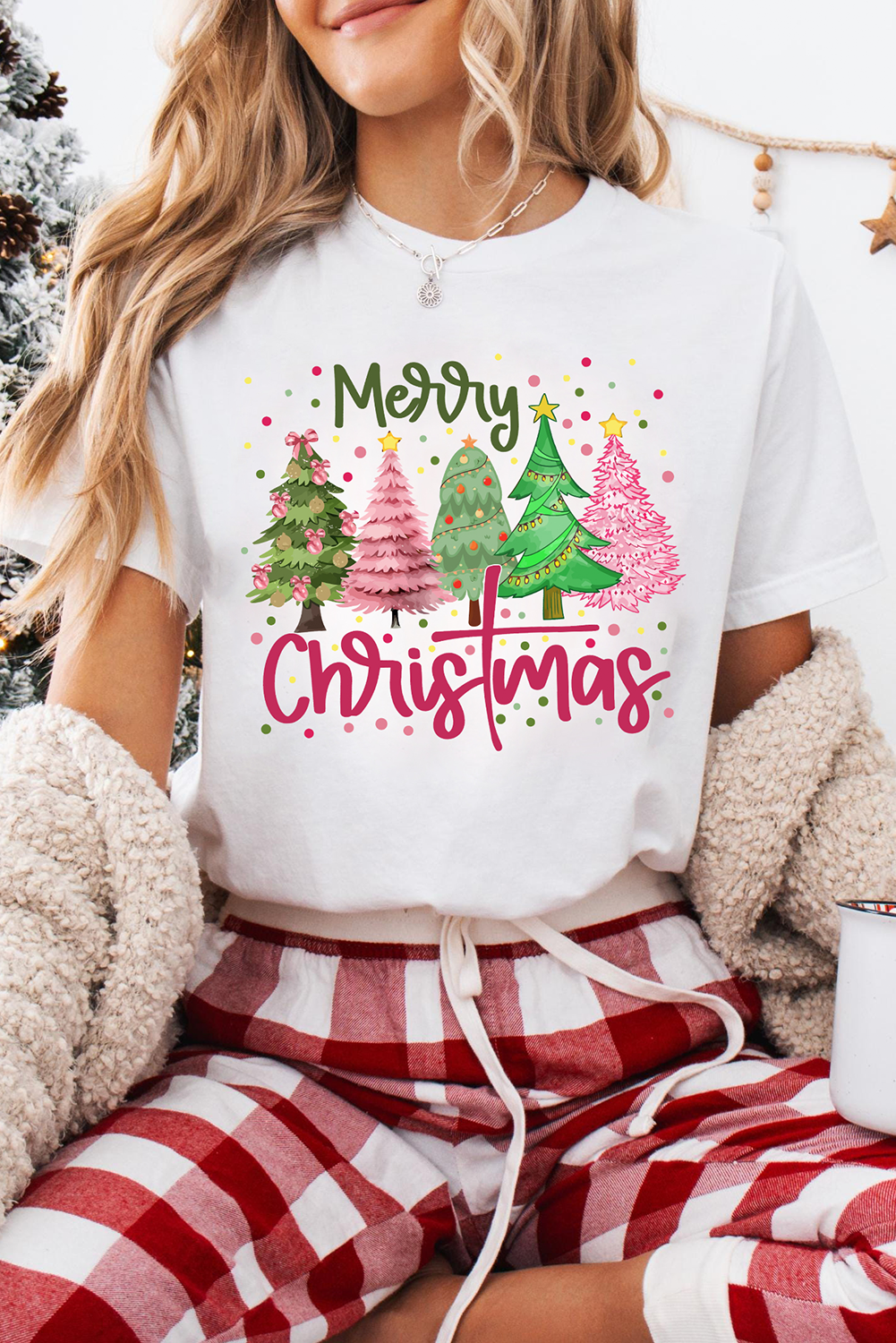 White Merry Christmas Graphic T Shirt