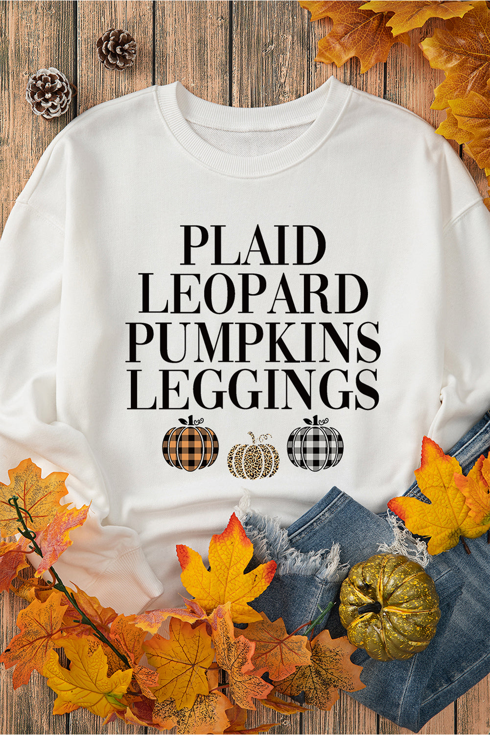 A White Thanksgiving Pumpkin Slogan Print Crewneck Sweatshirt