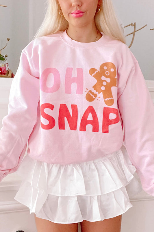 A Pink Christmas OH SNAP Gingerbread Man Graphic Sweatshirt