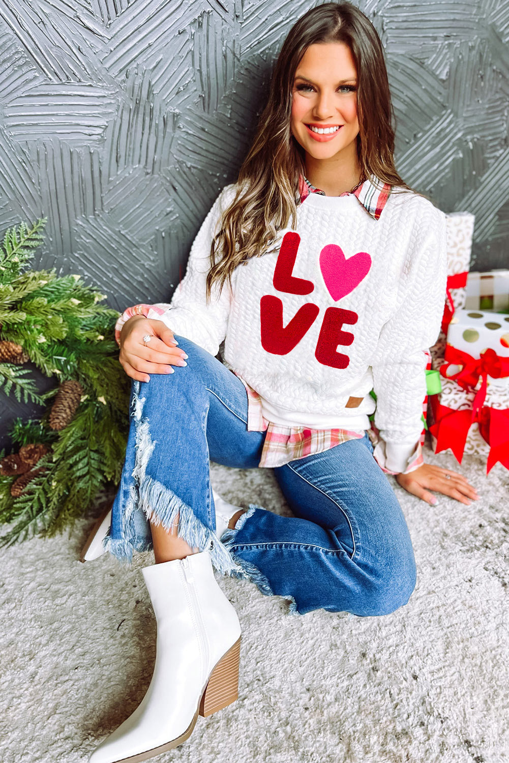 A Merry and Bright Quilted Multi Colored Sweatshirt