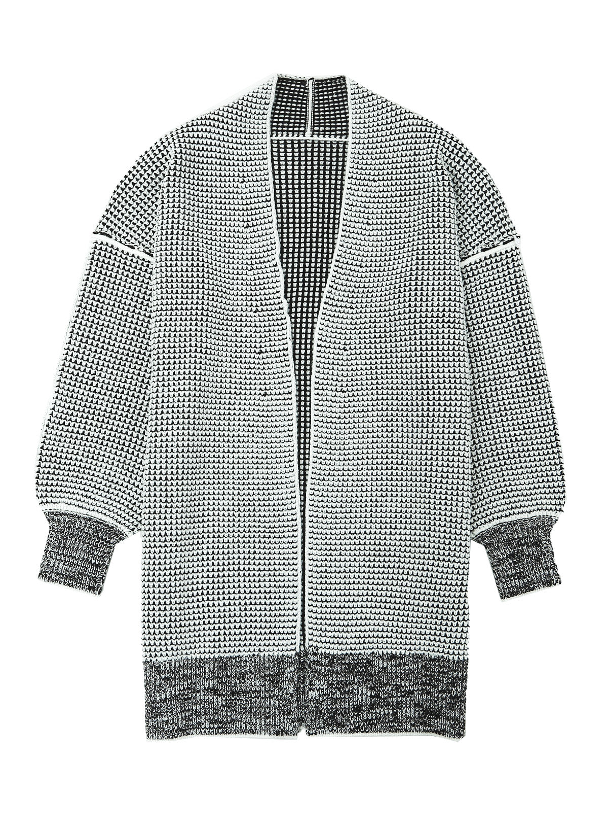 Plaid Contrast Trim Casual Knit Cardigan