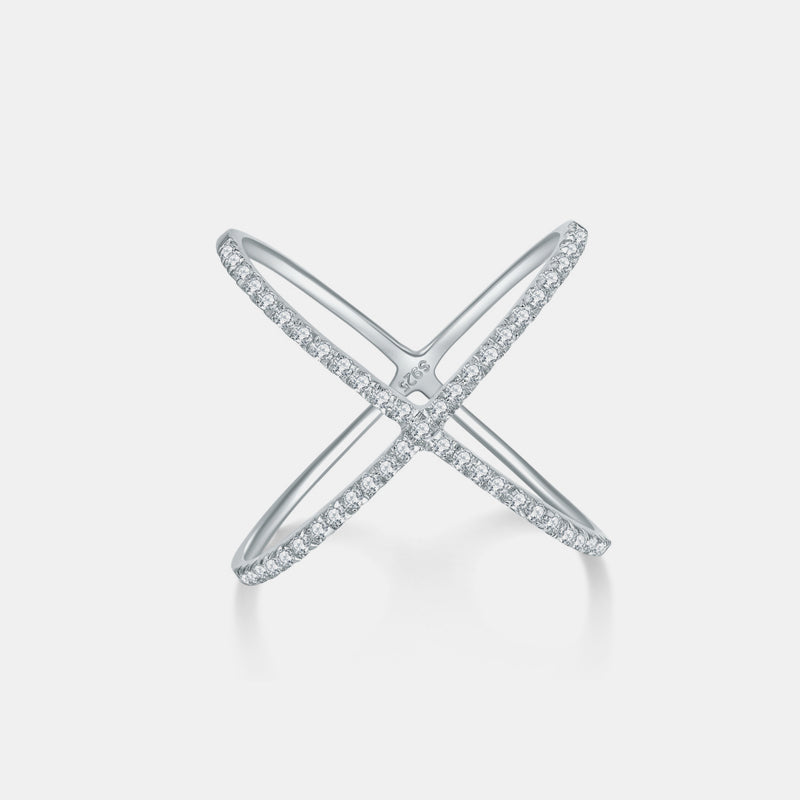 Sterling Silver Moissanite Crisscross Ring