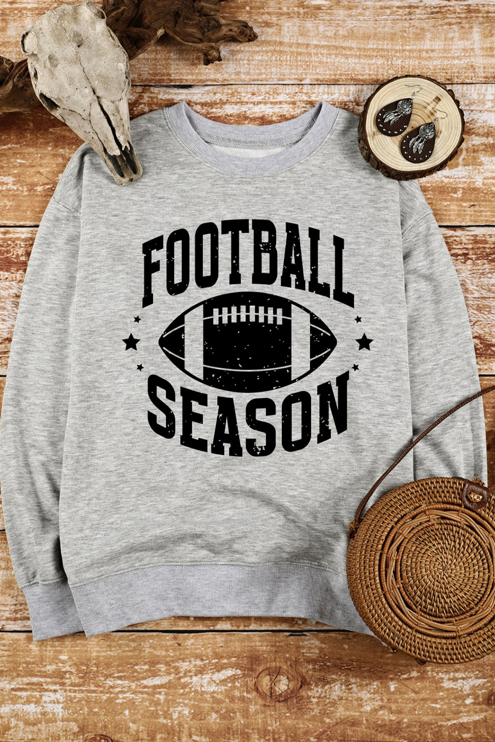 Gray Football Season Graphic Sweatshirt