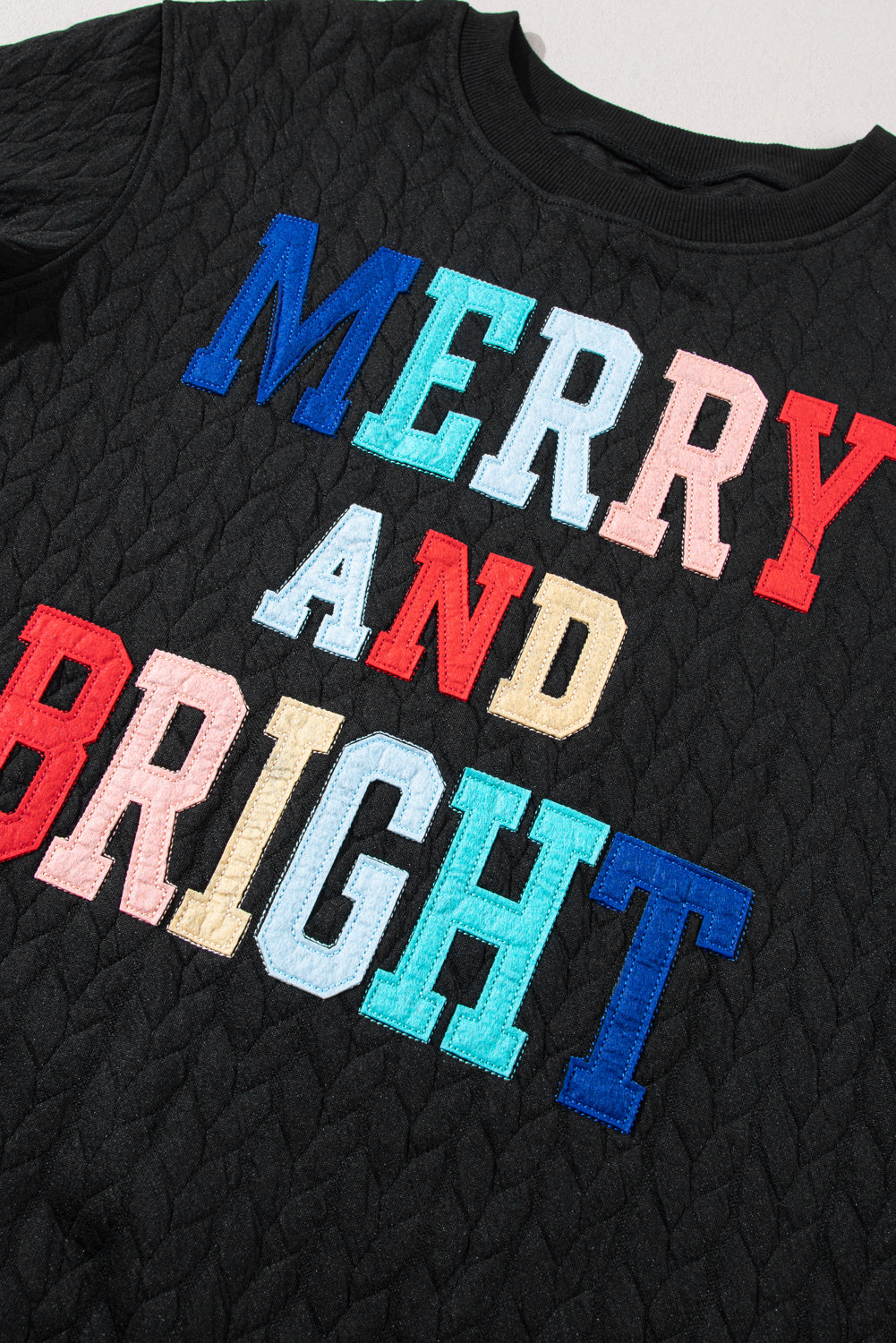 A Merry and Bright Quilted Multi Colored Sweatshirt