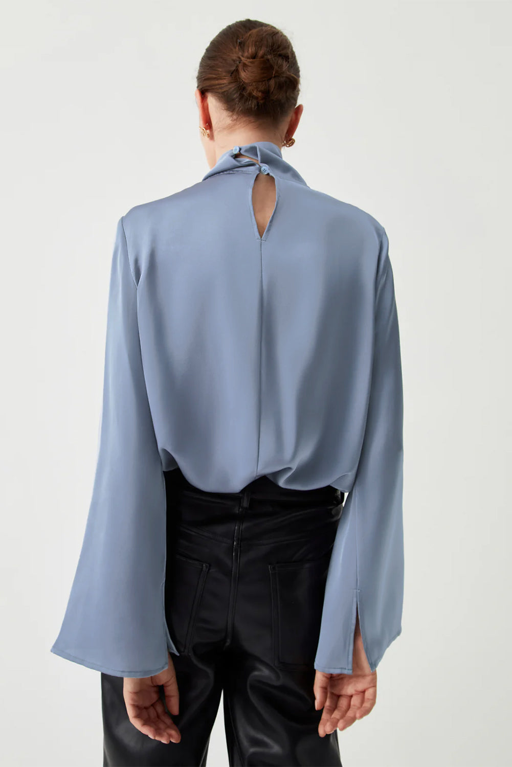 Ivy Asymmetric Turtleneck Elegant Satin Blouse