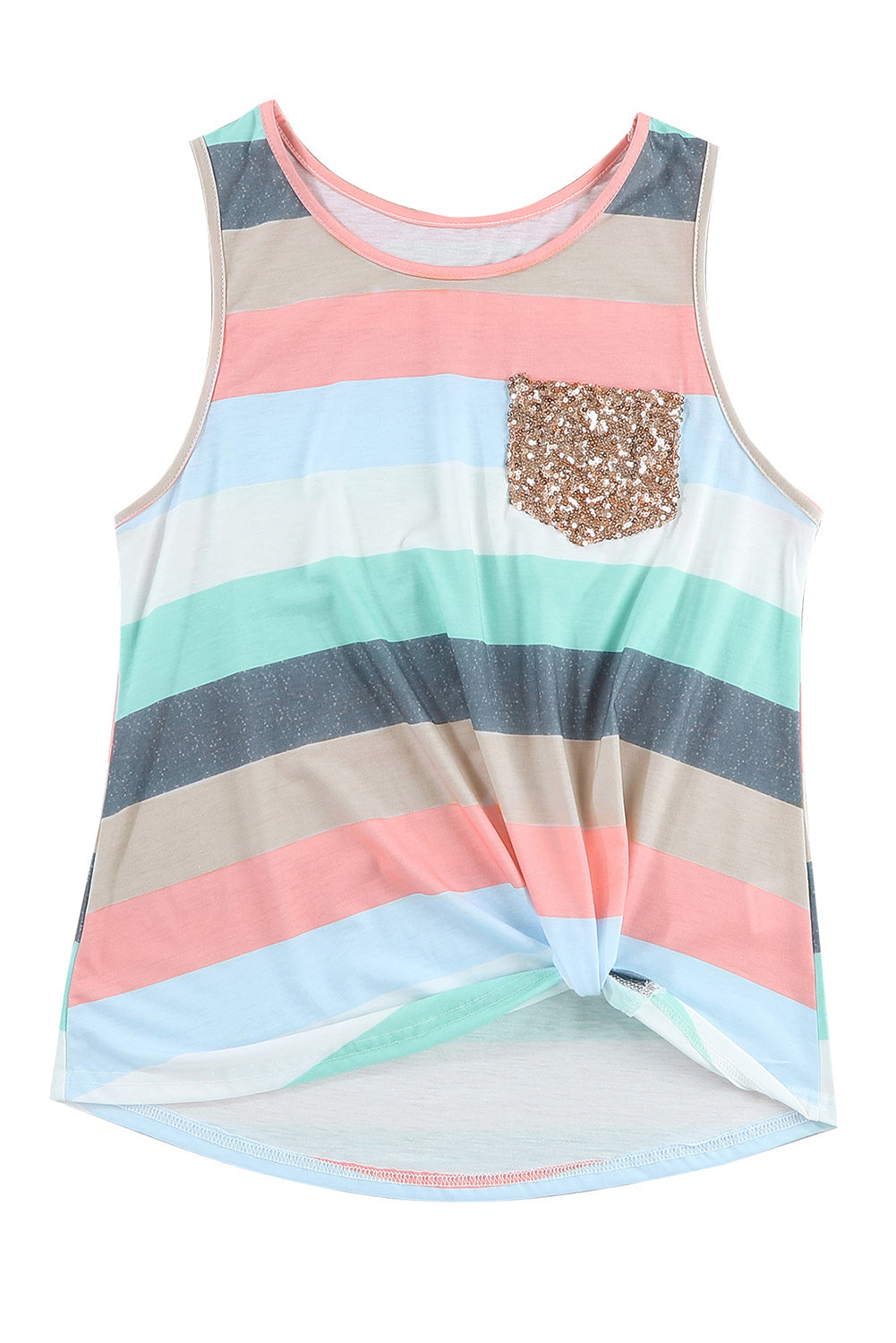 Multicolor Stripes Sleeveless Scoop Neck Tank Top