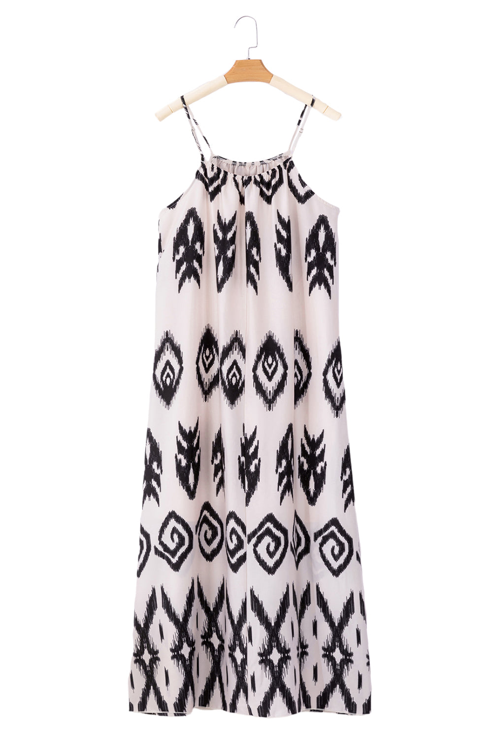 Black and White Geometric Printed Spaghetti Strap Sundress