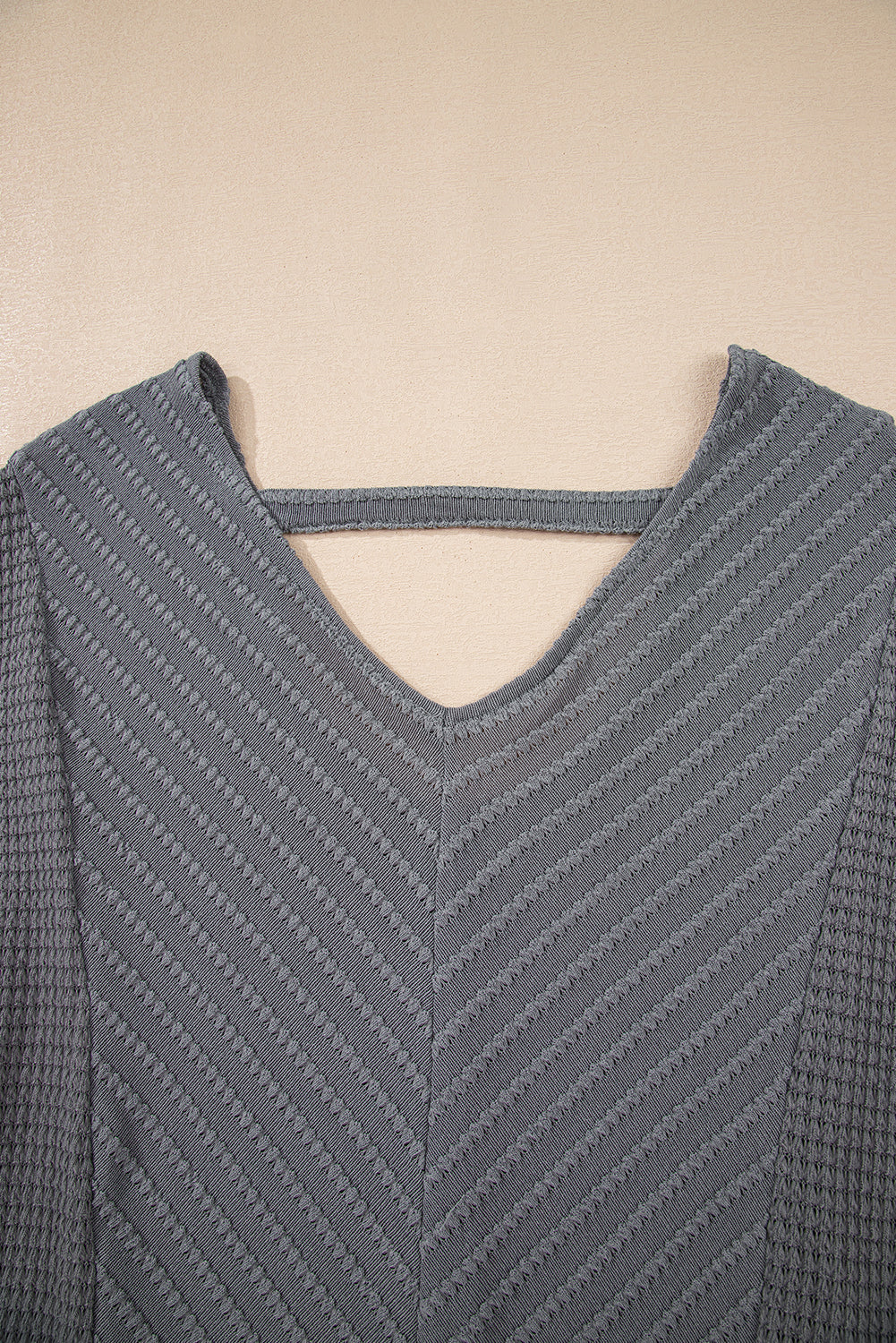 Sleet V Neck Chevron Texture Patchwork Long Sleeve Top