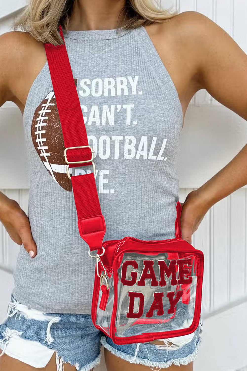 Black Chenille GAME DAY Pattern Clear Bag