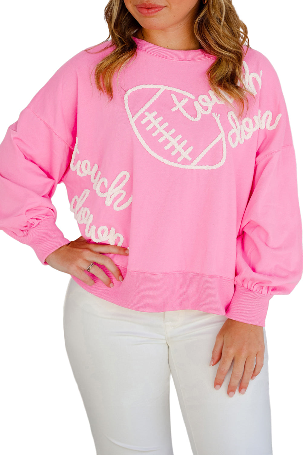 Pink Touch Down Football Plus Size Sweatshirt