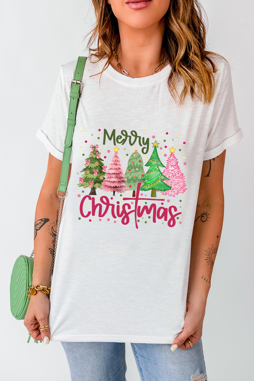 White Merry Christmas Graphic T Shirt