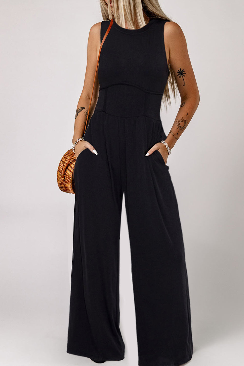 Sleeveless High Waist Wide Leg Jumpsuit