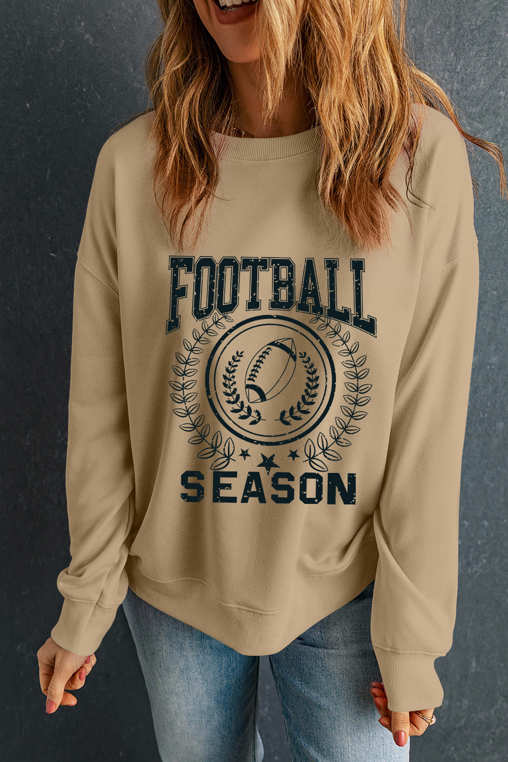 Khaki Game Day FOOTBALL SEASON Graphic Sweatshirt