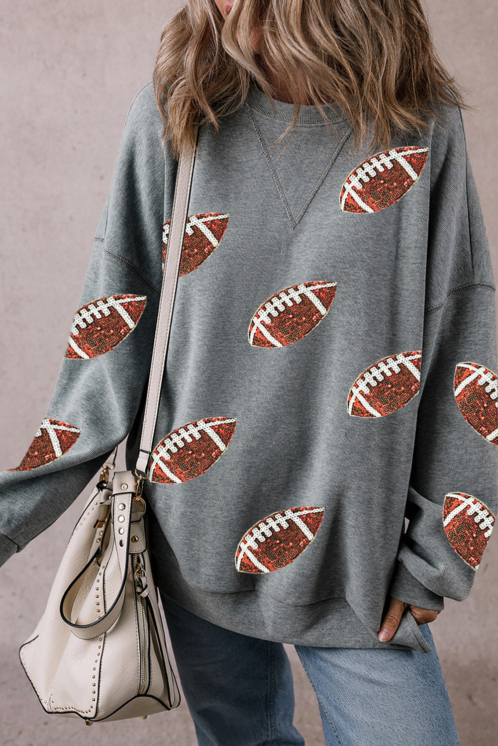 Medium Grey Game Day Football Graphic Sweatshirt