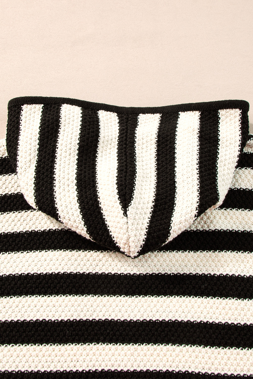 White Striped Kangaroo Pocket Hooded Sweater