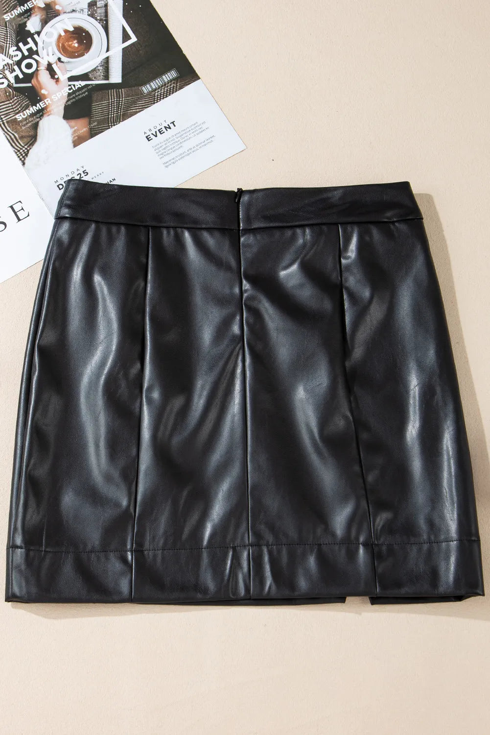 PU Black Leather Mini Skirt