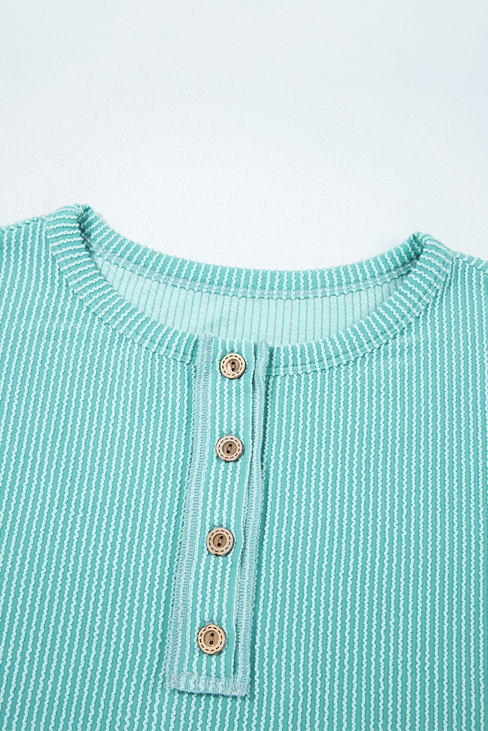 Multicolour Twisted Ribbed Colorblock Patchwork Henley Top