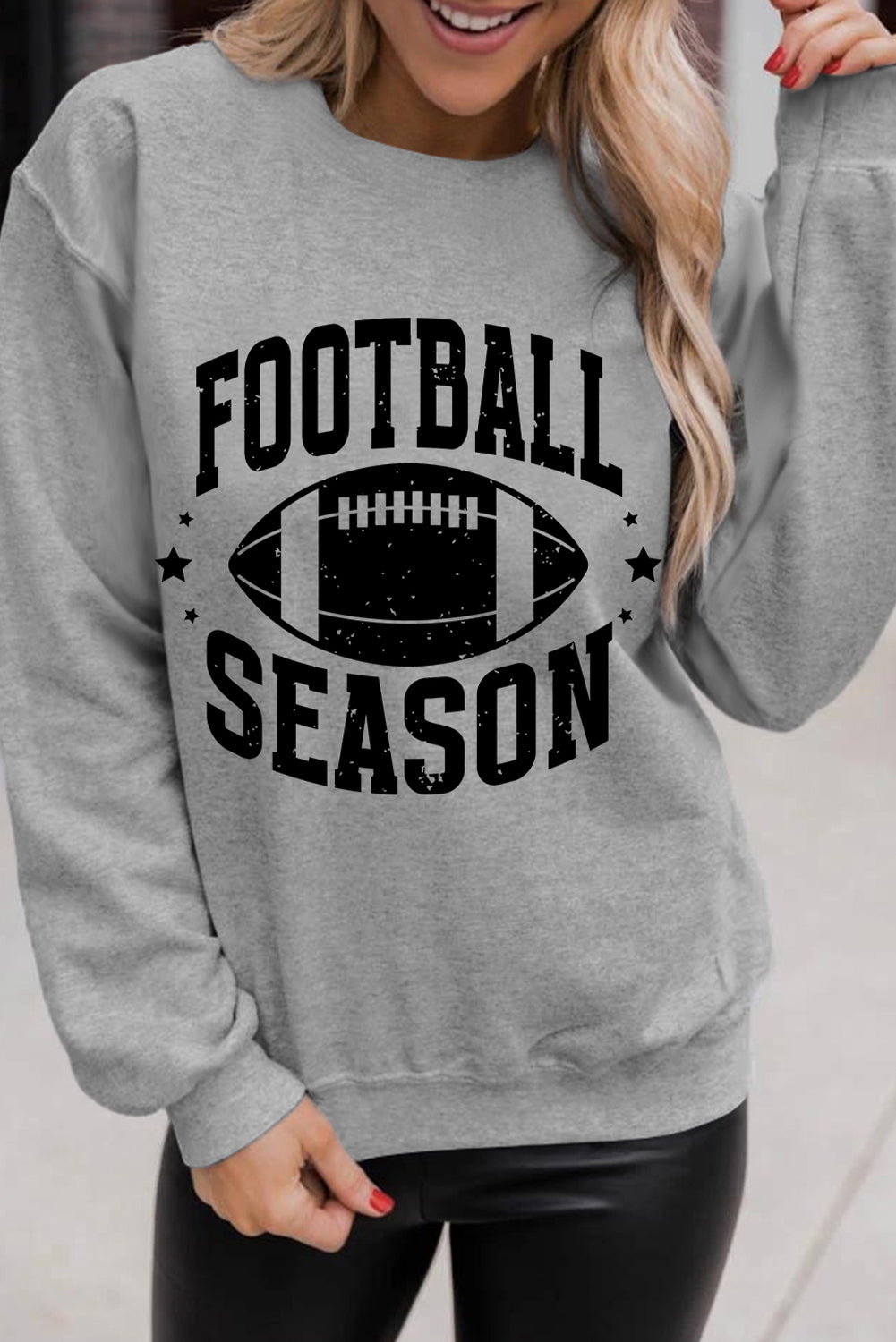 Gray Football Season Graphic Sweatshirt